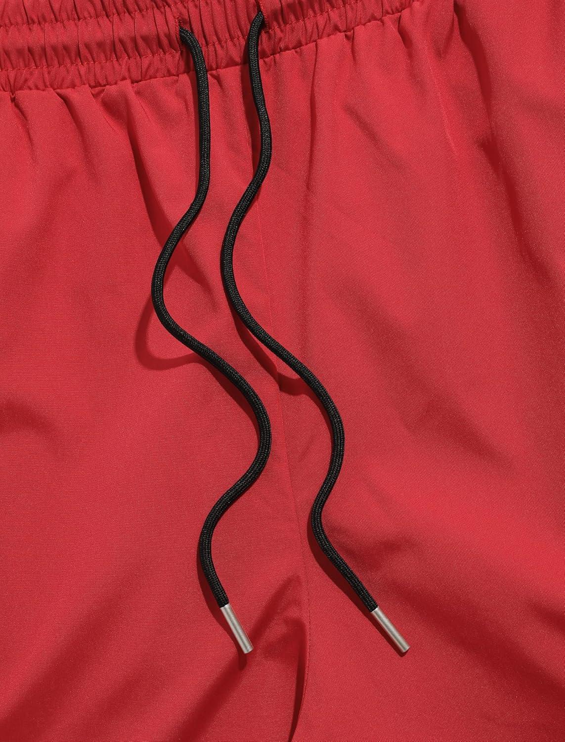 imageZAFUL Mens Baggy Track Pants Parachute Color Block Side Stripes Slit Y2k Wide Leg Drawstring Pockets Casual Trousers1red