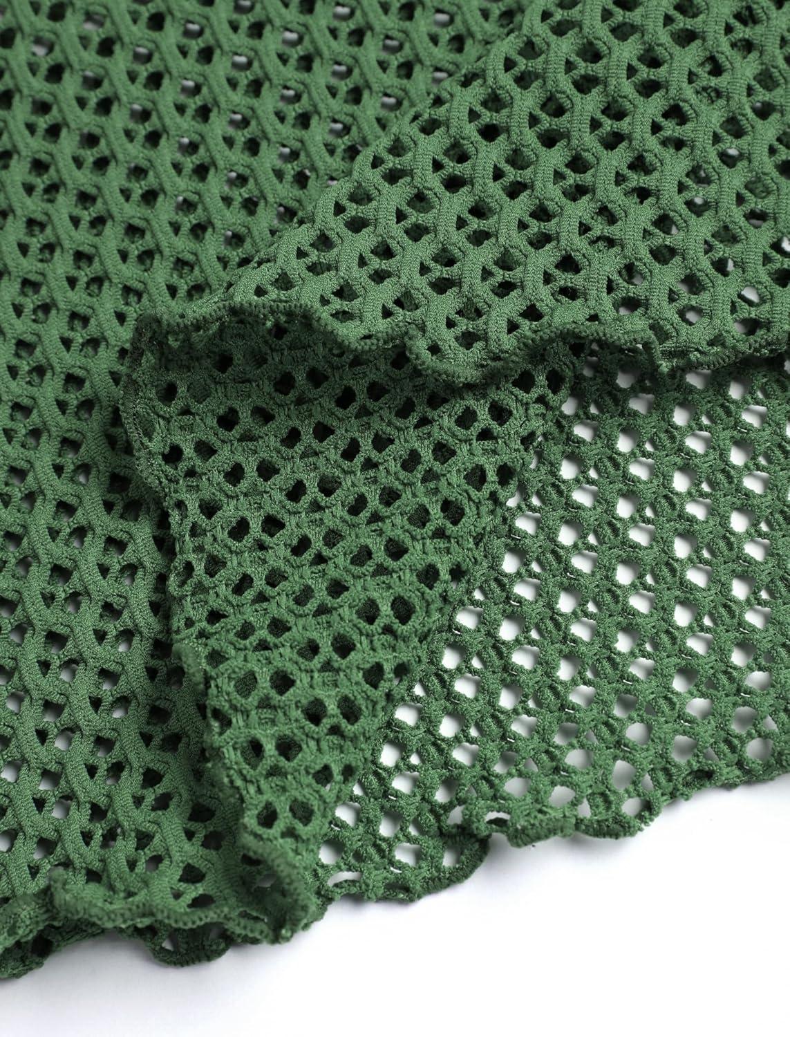 imageZAFUL Tankini Swimsuits for Women Lace Jacquard Bowknot Decor Tummy Control High Cut Tanga Tankini SetBarmy Green