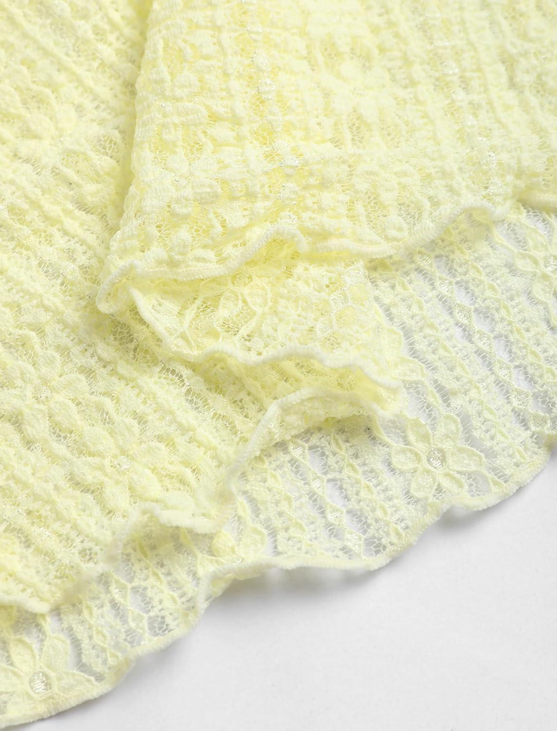 imageZAFUL Tankini Swimsuits for Women Lace Jacquard Bowknot Decor Tummy Control High Cut Tanga Tankini SetDlight Yellow