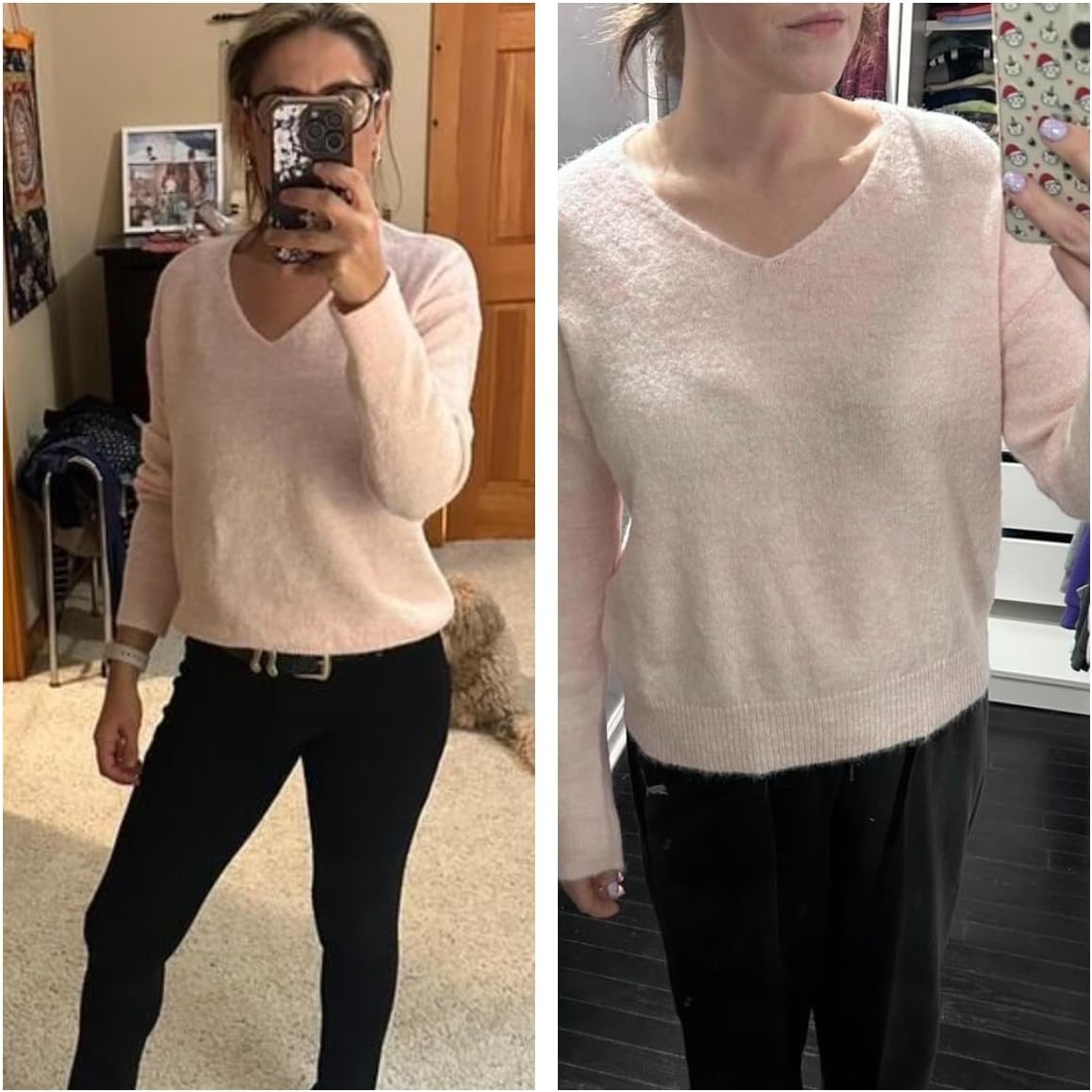 image:imageZAFUL Womens V Neck Casual Loose Lightweight Pullover Knit Sweaters1pink