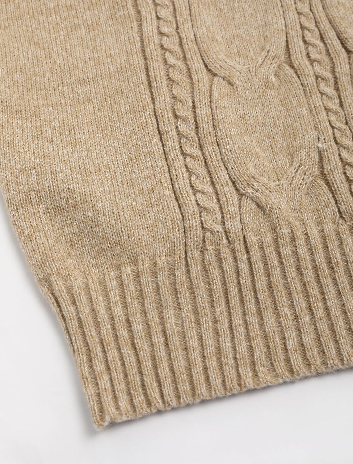 image:imageZAFUL Womens Cable Knit Sweater Dress Oversized Collared Button Mini DressKhaki