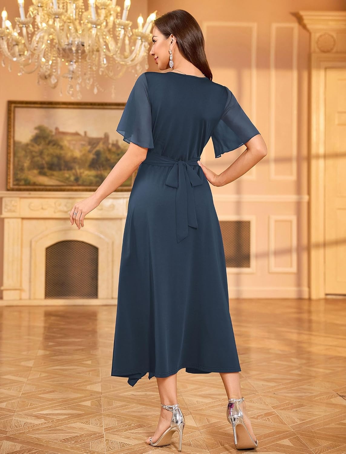 image:imageZAFUL Womens Semi Formal Wedding Guest Dress Aline Mother of Bride DressesNavy