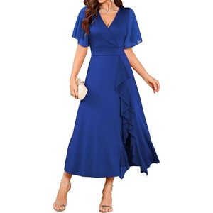 ZAFUL Womens Semi Formal Wedding Guest Dress A-line Mother of Bride Dresses(Royal-blue)
