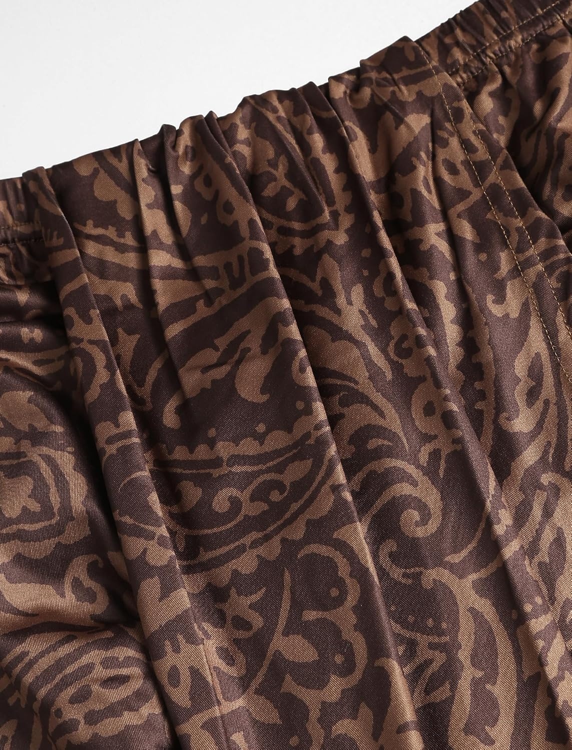 image:imageZAFUL 2 Piece Skirt Sets for Women Crop Top Ruched Maxi Skirt SuitingBfloral Brown