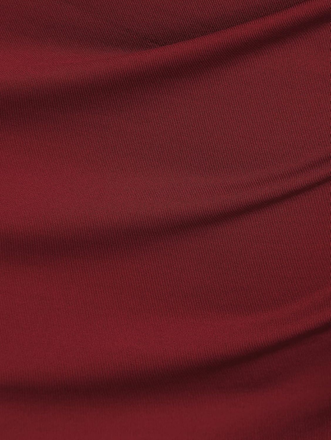 image:imageZAFUL 2 Piece Skirt Sets for Women Crop Top Ruched Maxi Skirt SuitingBwine Red