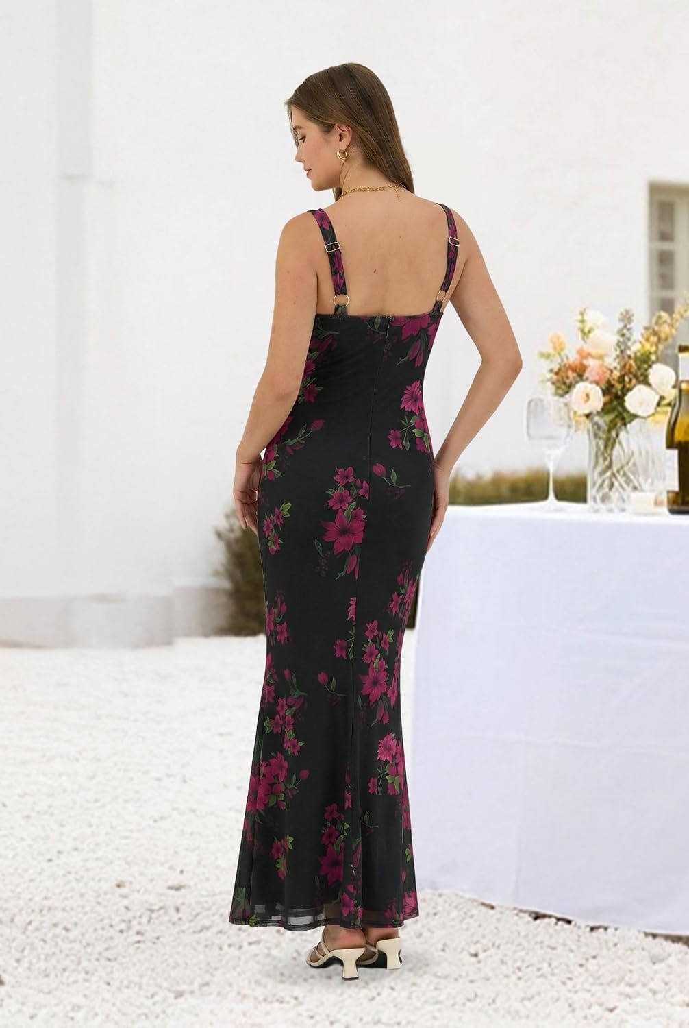 image:imageZAFUL Formal Dresses for Women Wedding Guest Cocktail Ruched Bodycon DressFloral Pink