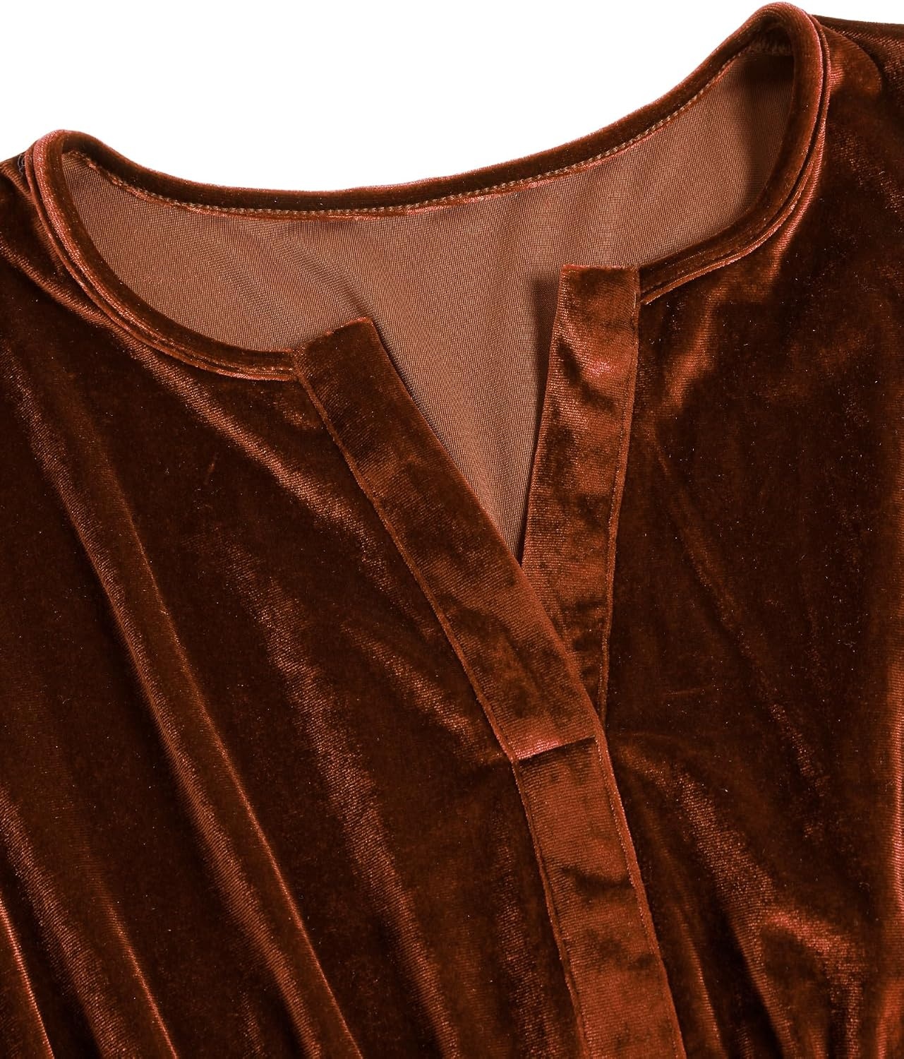 image:imageZAFUL Womens Velvet Dress V Neck Long Sleeve Cocktail Party DressesBrown
