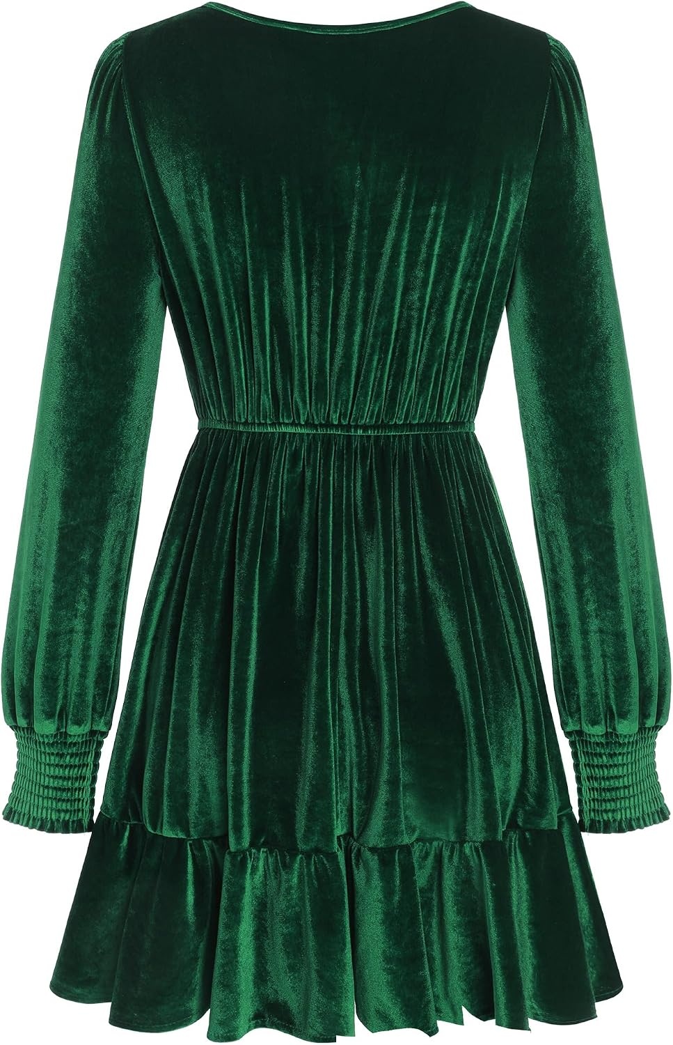 image:imageZAFUL Womens Velvet Dress V Neck Long Sleeve Cocktail Party DressesGreen