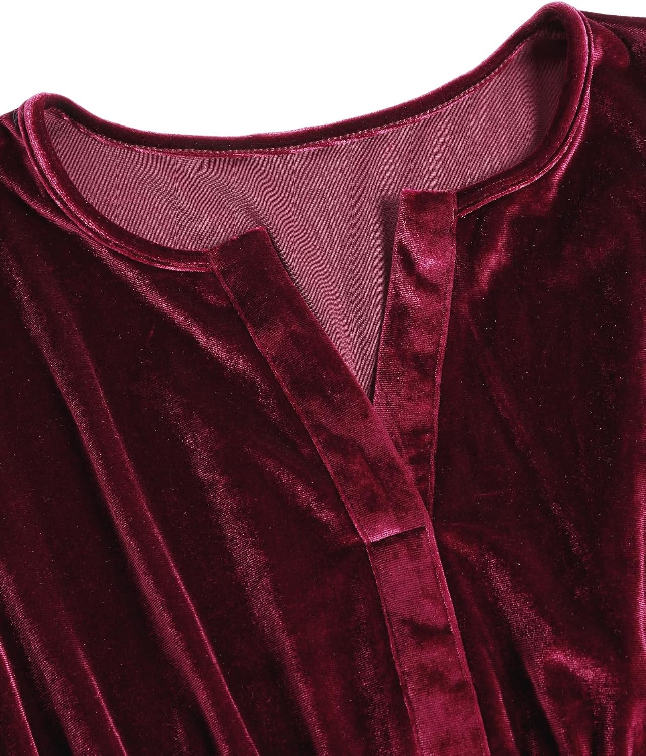 image:imageZAFUL Womens Velvet Dress V Neck Long Sleeve Cocktail Party DressesWine Red