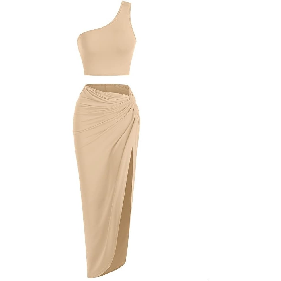 image:imageZAFUL 2 Piece Skirt Sets for Women Crop Top Ruched Maxi Skirt Suiting1coffee