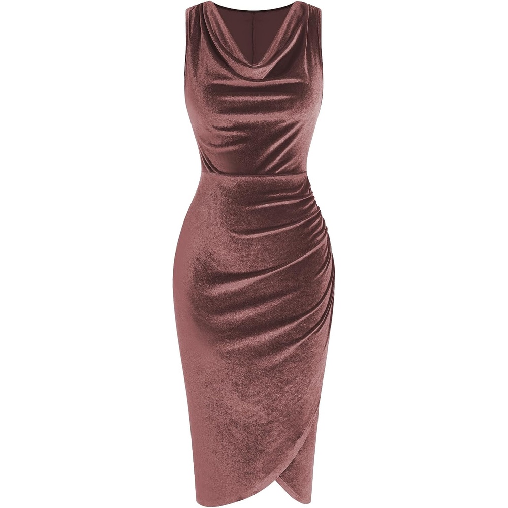 image:imageZAFUL Velvet Cocktail Dresses for Women Wedding Guest Semi Formal DressDark Pink