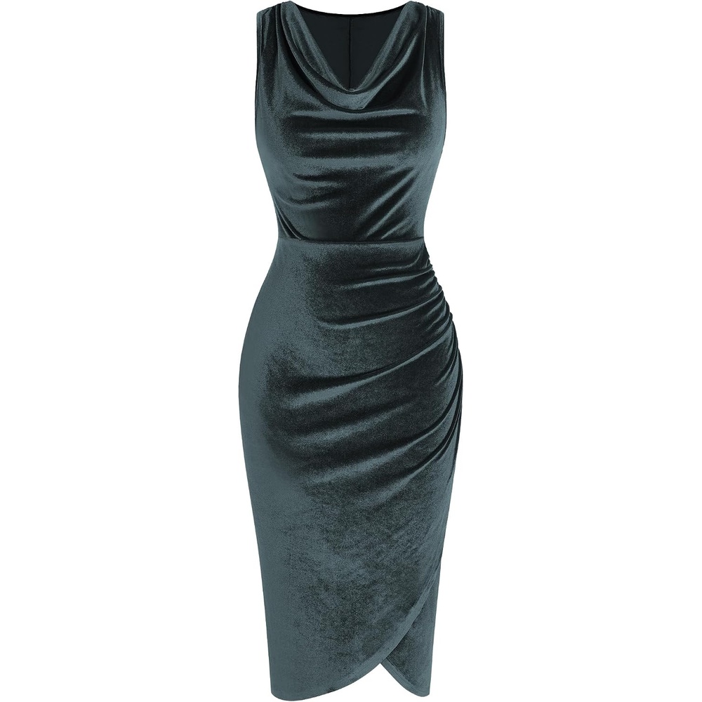 image:imageZAFUL Velvet Cocktail Dresses for Women Wedding Guest Semi Formal DressDesert Blue