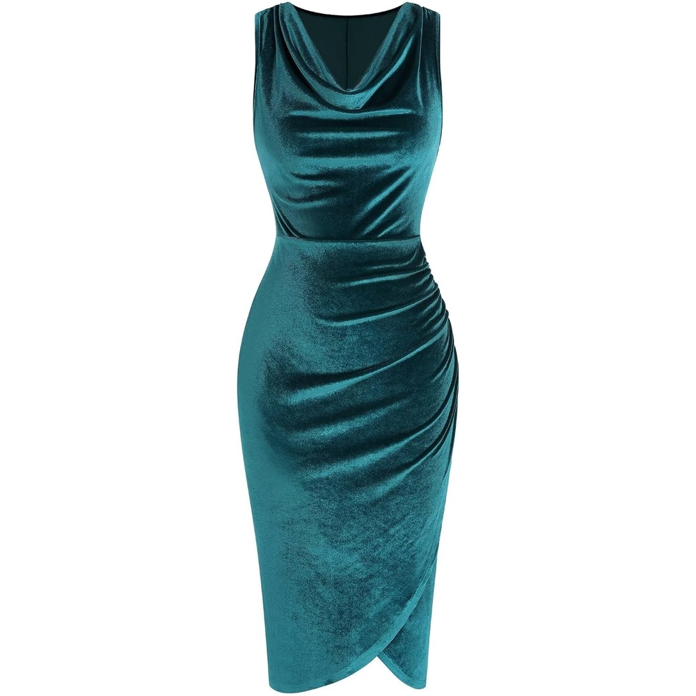 image:imageZAFUL Velvet Cocktail Dresses for Women Wedding Guest Semi Formal DressLake Blue