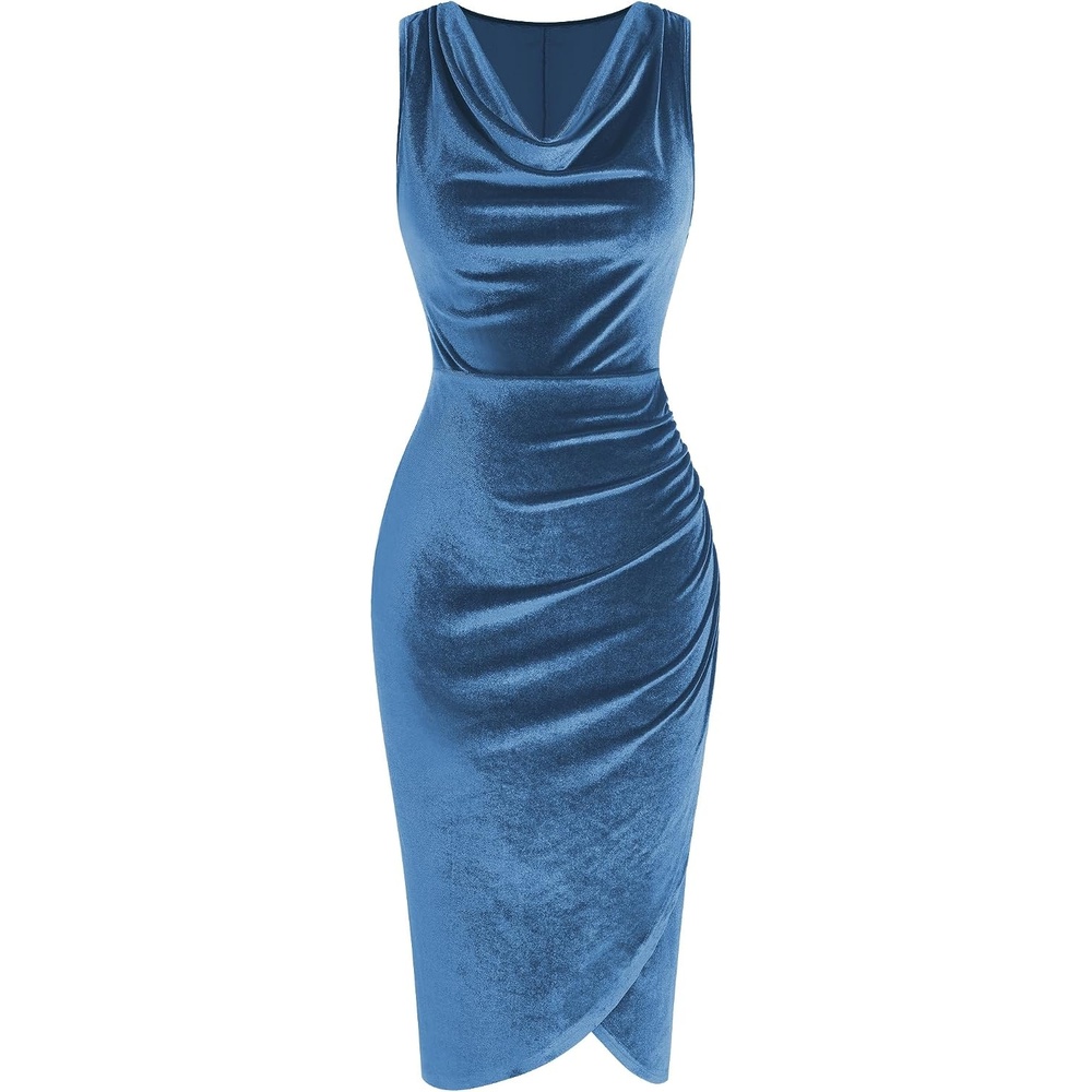 image:imageZAFUL Velvet Cocktail Dresses for Women Wedding Guest Semi Formal DressLight Blue