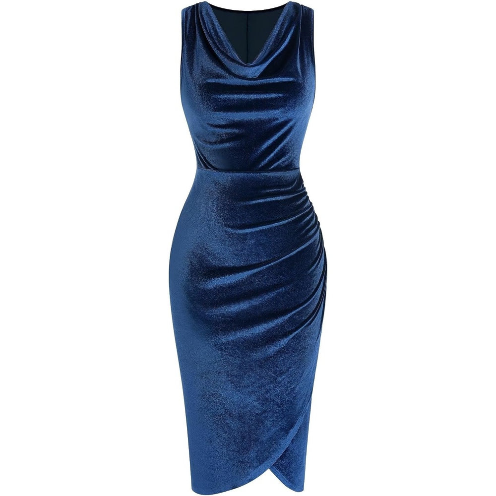 image:imageZAFUL Velvet Cocktail Dresses for Women Wedding Guest Semi Formal DressNavy
