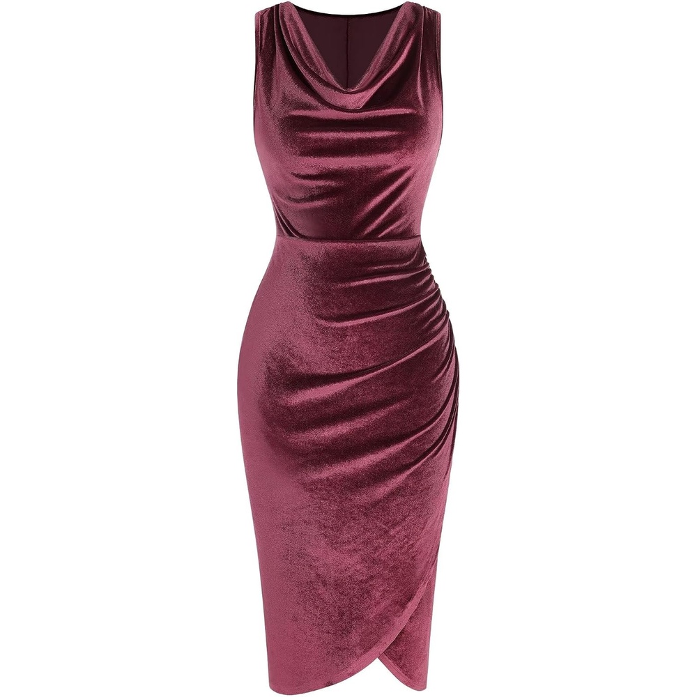image:imageZAFUL Velvet Cocktail Dresses for Women Wedding Guest Semi Formal DressWine
