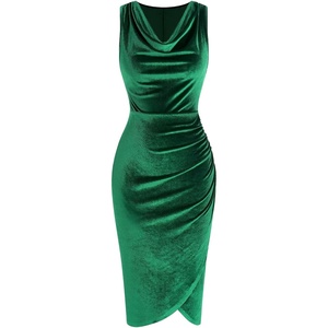 ZAFUL Velvet Cocktail Dresses for Women Wedding Guest Semi Formal Dress(Dark Green)