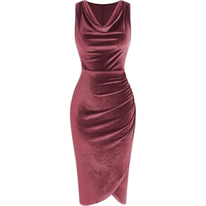 ZAFUL Velvet Cocktail Dresses for Women Wedding Guest Semi Formal Dress(Rose Pink)