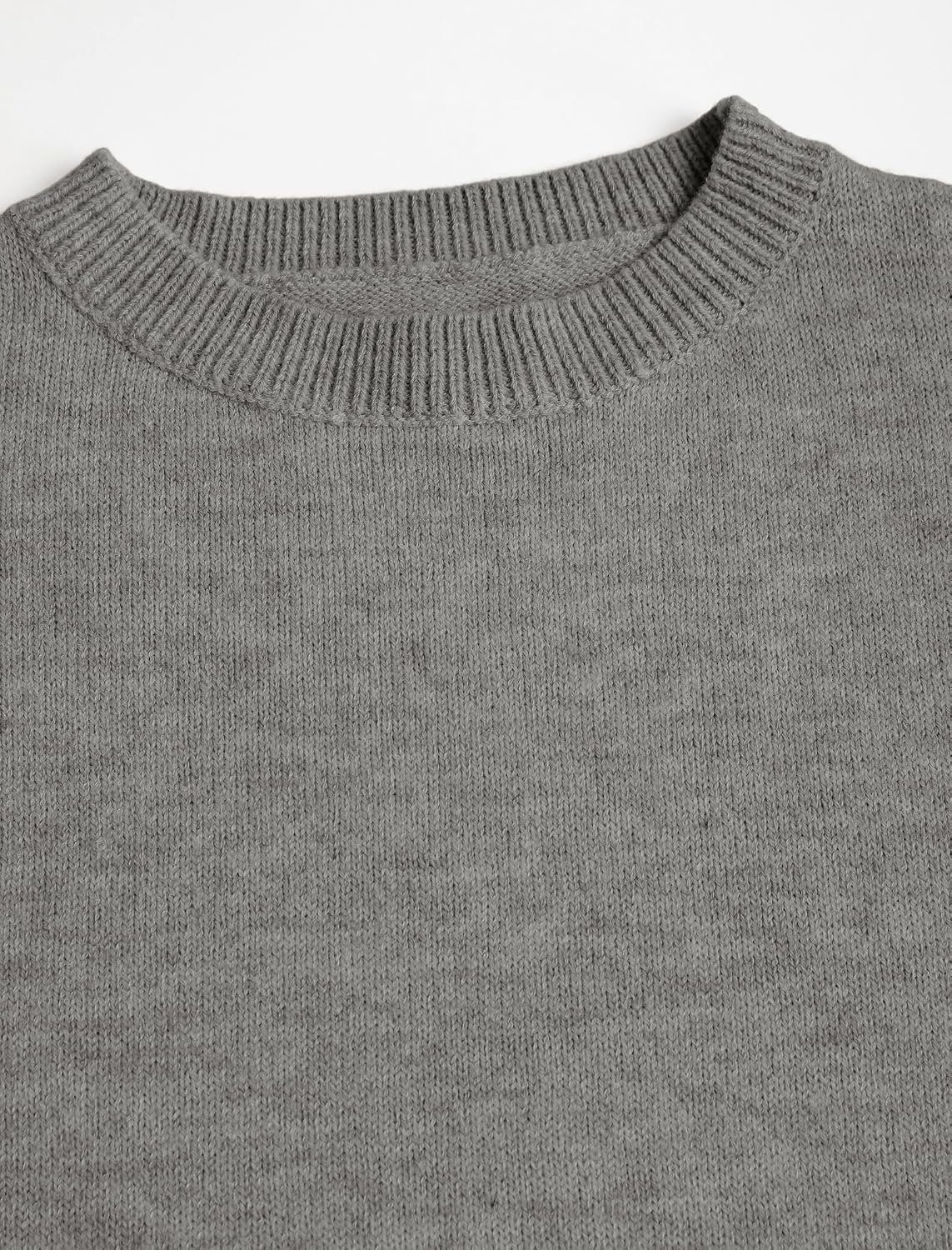 image:imageZAFUL Womens Crew Neck Drop Shoulder Solid Knitted Warm Sweater Pullover1gray