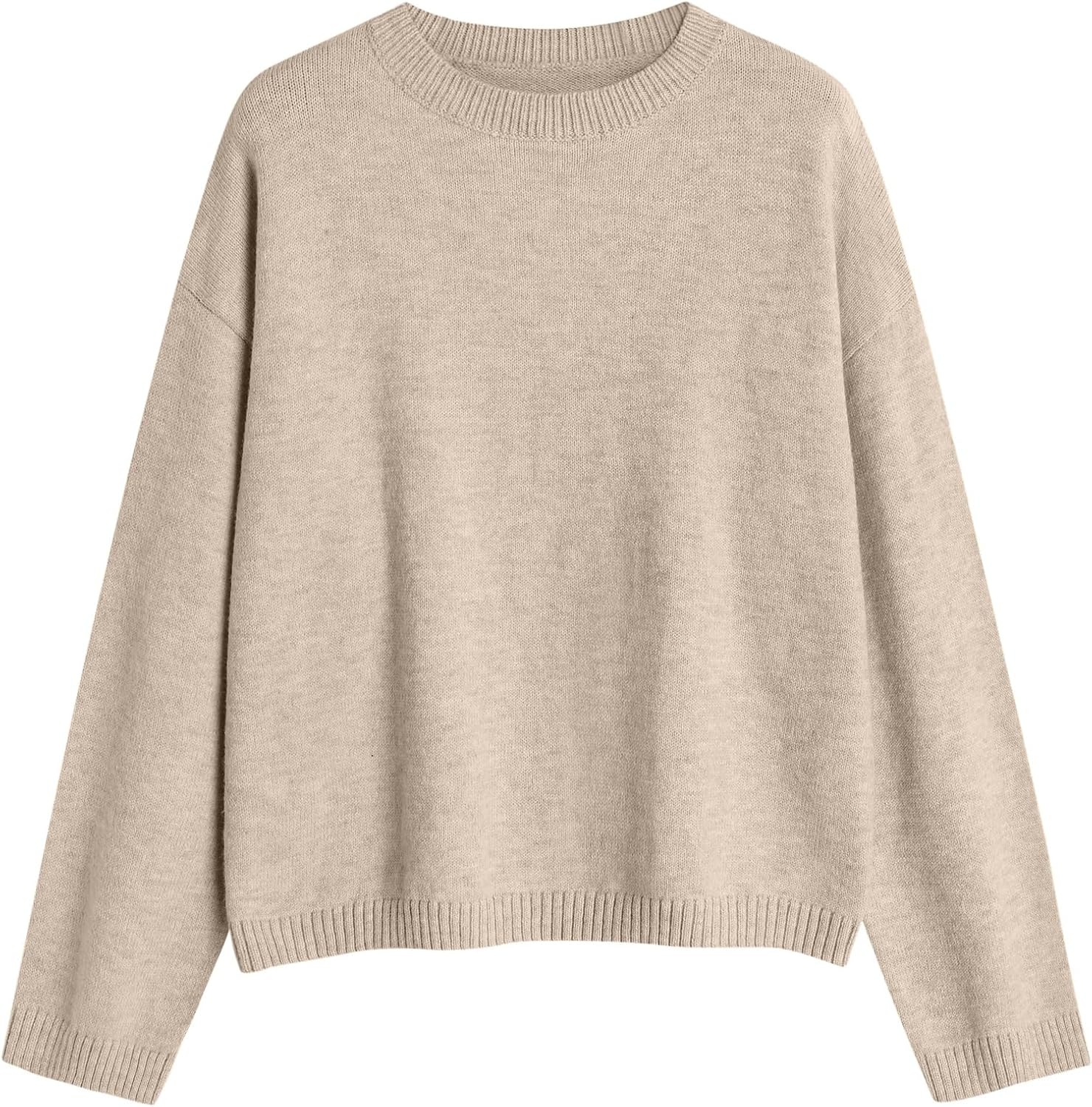 image:imageZAFUL Womens Crew Neck Drop Shoulder Solid Knitted Warm Sweater Pullover1volcanic Gray