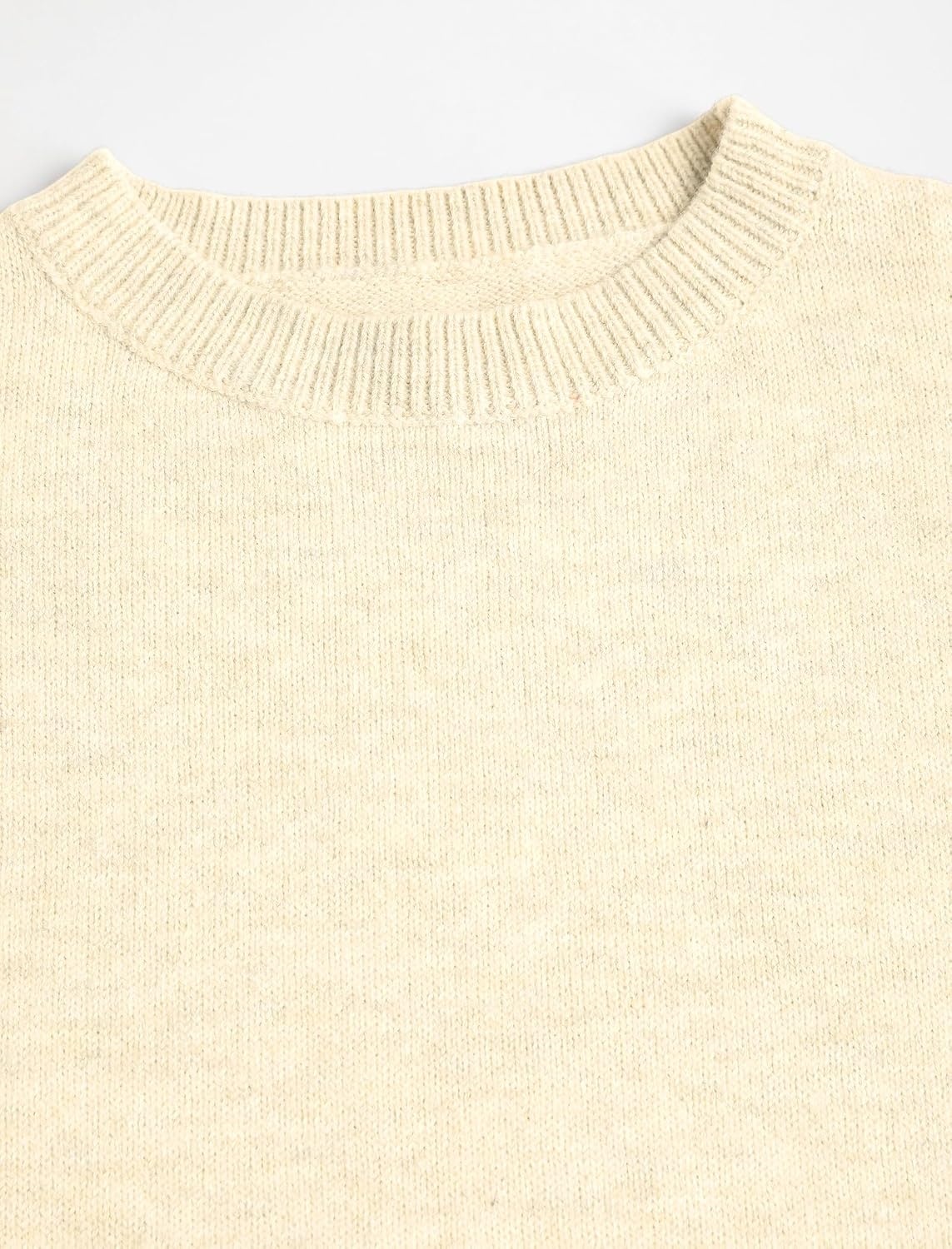 image:imageZAFUL Womens Crew Neck Drop Shoulder Solid Knitted Warm Sweater Pullover1white