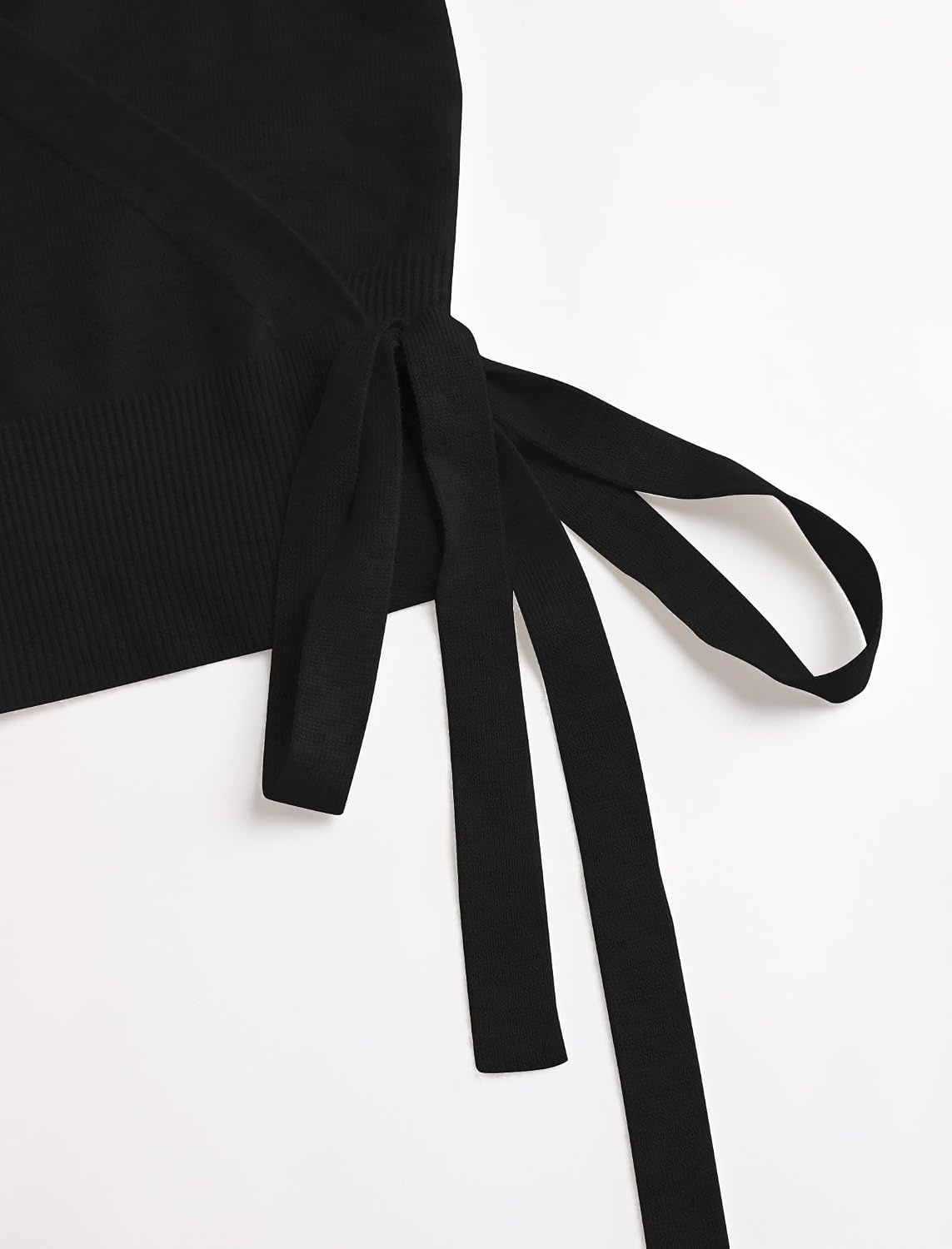 image:imageZAFUL Womens V Neck Wrap Tie Lantern Cinched Lightweight Knitwear Sweater1black