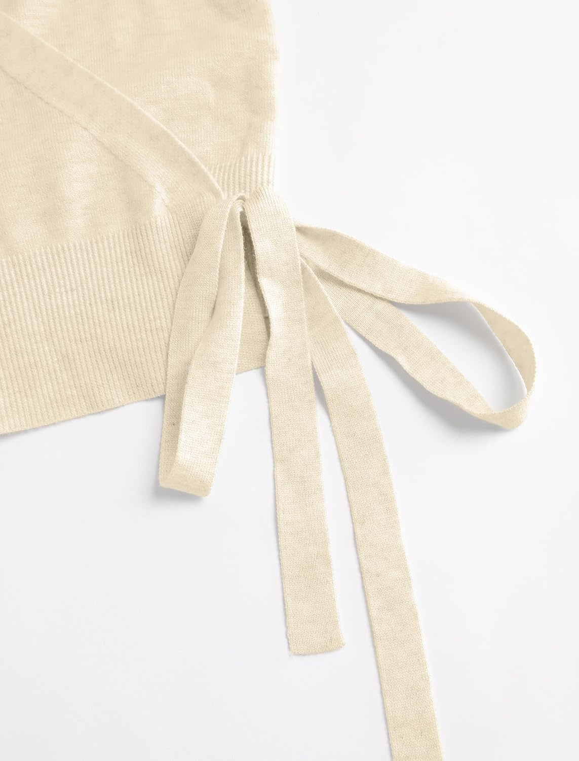 image:imageZAFUL Womens V Neck Wrap Tie Lantern Cinched Lightweight Knitwear Sweater1khaki
