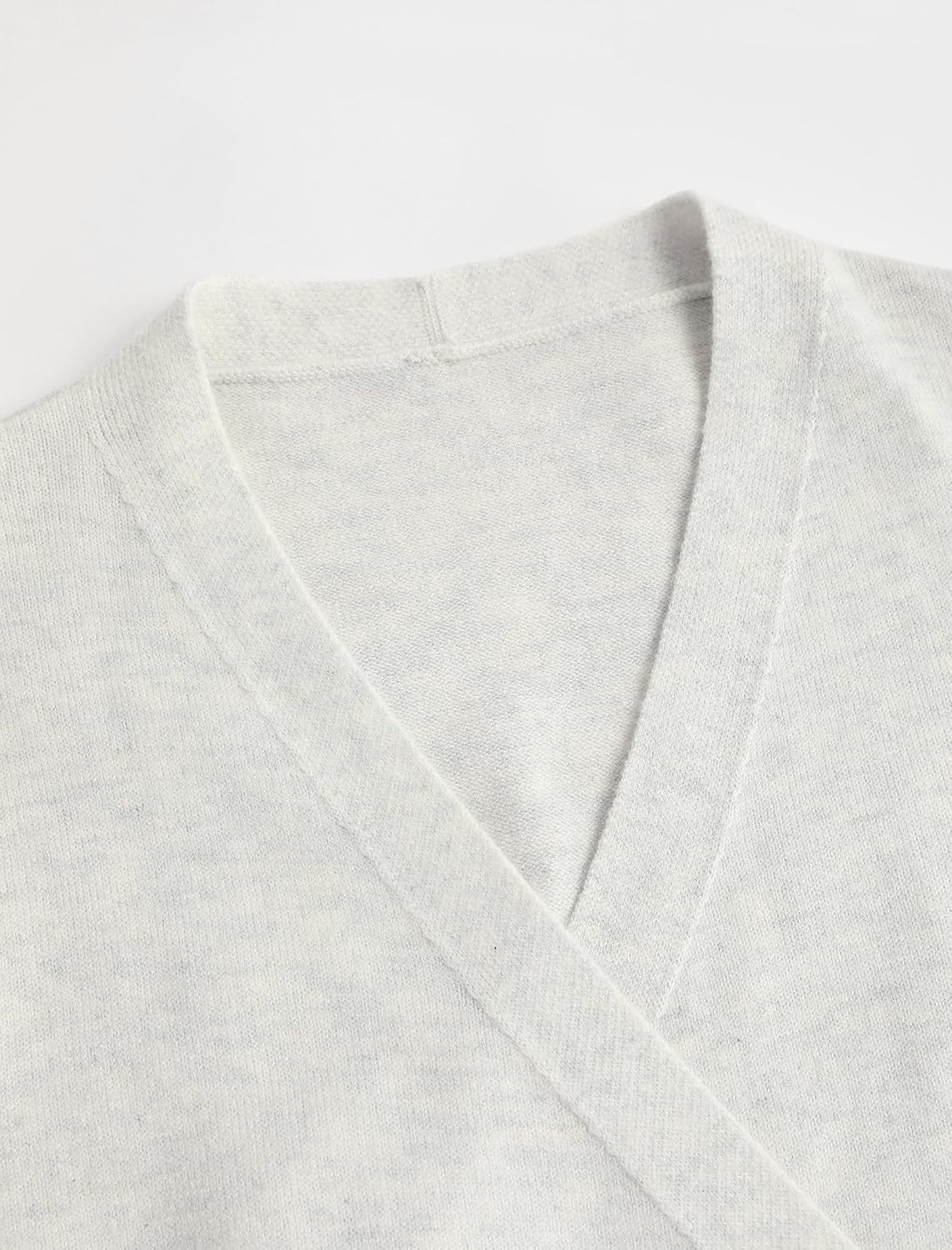 image:imageZAFUL Womens V Neck Wrap Tie Lantern Cinched Lightweight Knitwear Sweater1light Gray