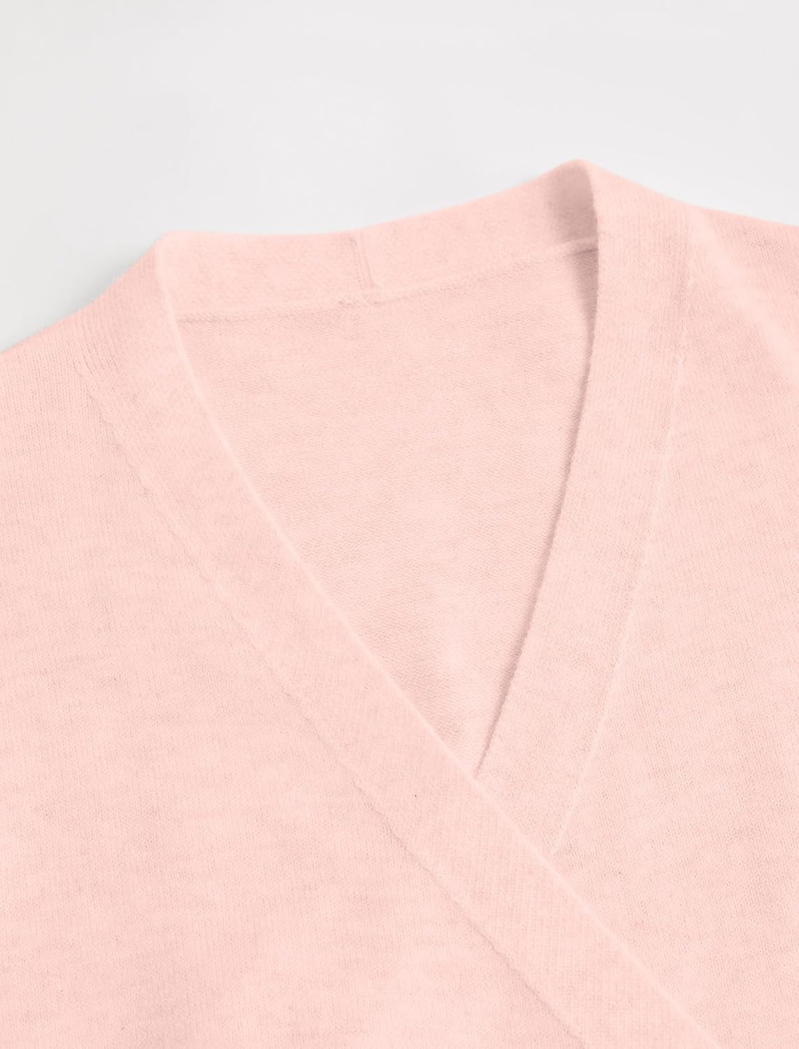 image:imageZAFUL Womens V Neck Wrap Tie Lantern Cinched Lightweight Knitwear Sweater1light Pink