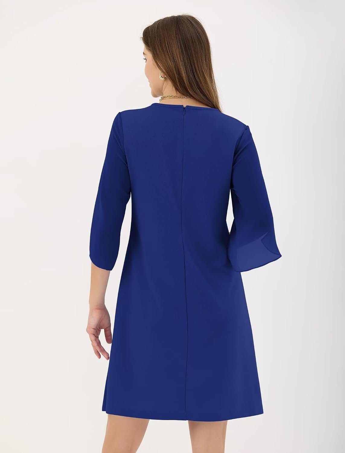 image:imageZAFUL Womens Fall Chiffon Dresses 34 Sleeve Casual Short Dress for WorkNavy