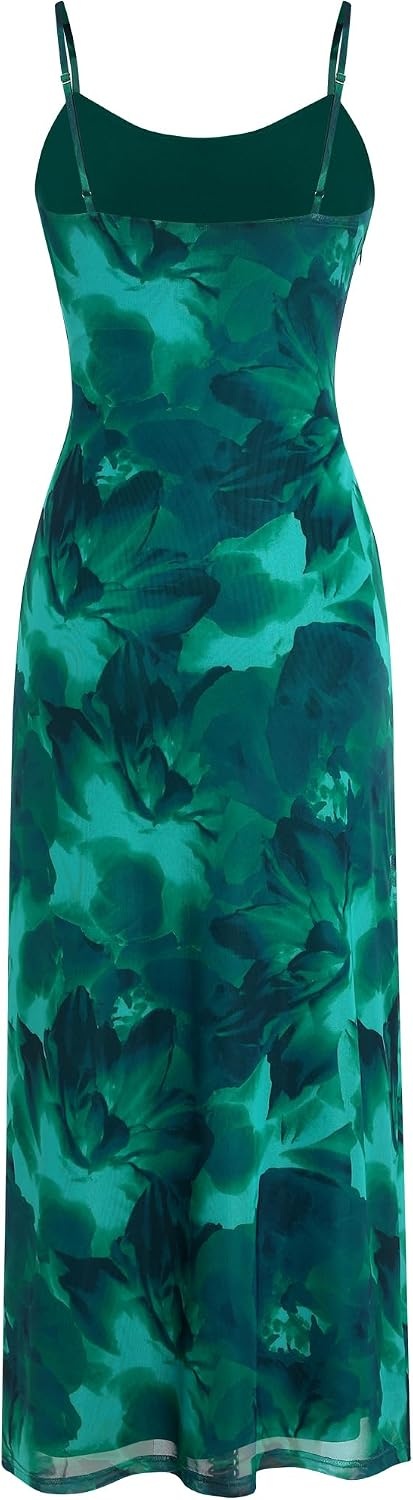 image:imageZAFUL Womens Fall Maxi Dress Mesh A Line Dresses Beach Slip Long SundressGreen