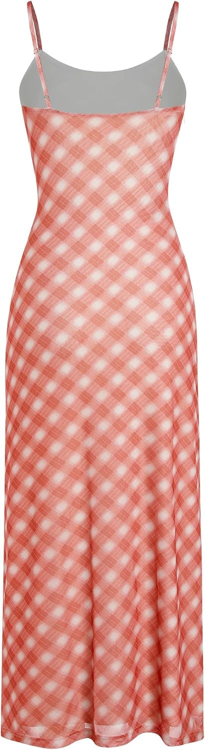 image:imageZAFUL Womens Fall Maxi Dress Mesh A Line Dresses Beach Slip Long SundressPink