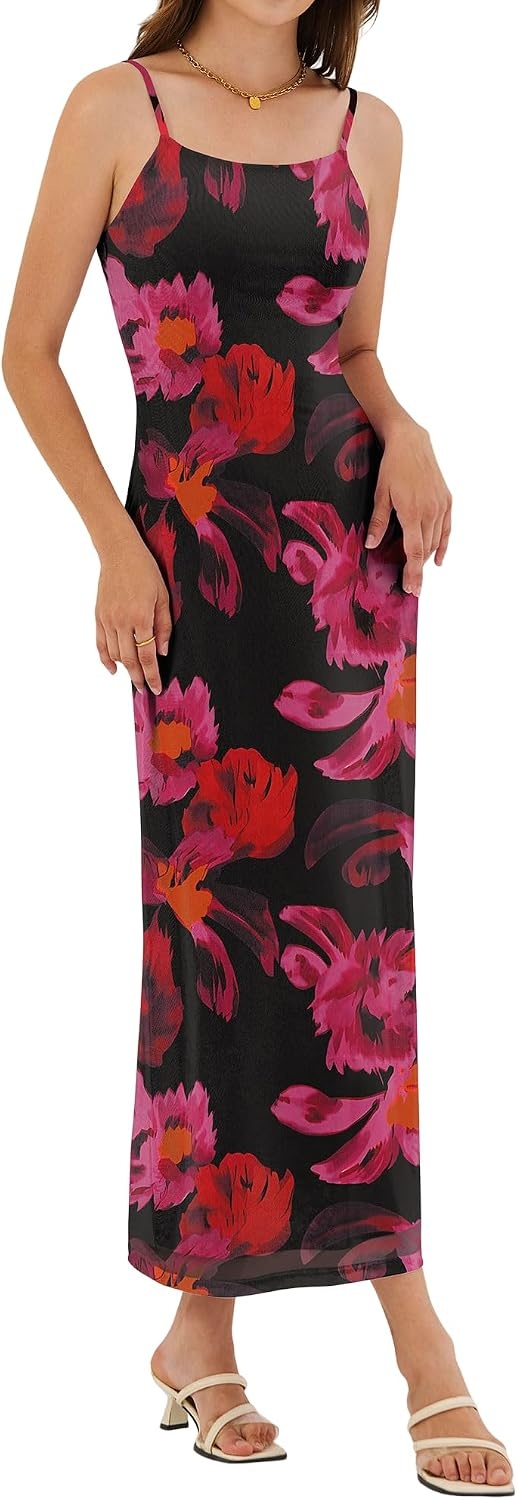 image:imageZAFUL Womens Fall Maxi Dress Mesh A Line Dresses Beach Slip Long SundressPurple