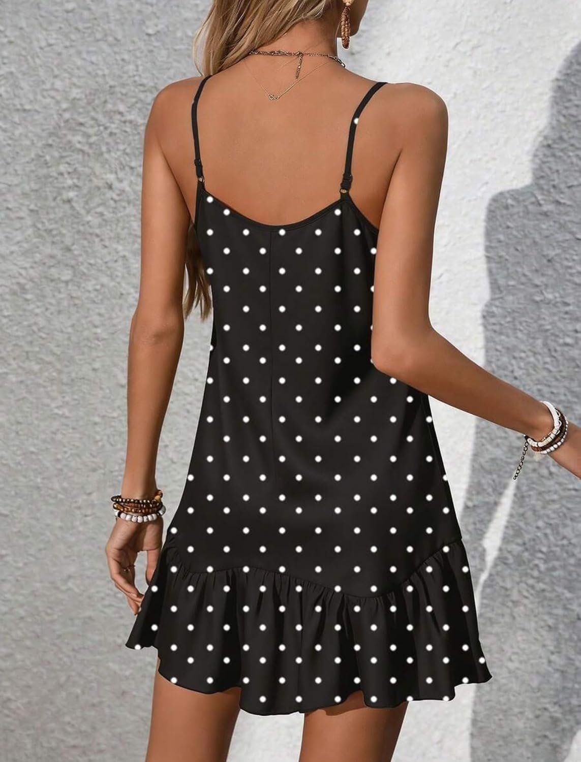 image:imageZAFUL Womens Floral Print Spaghetti Strap V Neck Boho Cami DressesBlack