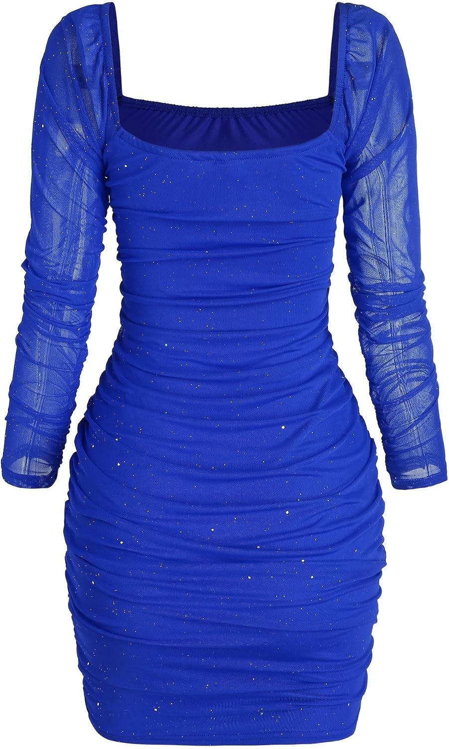 image:imageZAFUL Womens Glitter Bodycon Mini Dress Long Sleeve Mesh Club OutfitsRoyal Blue