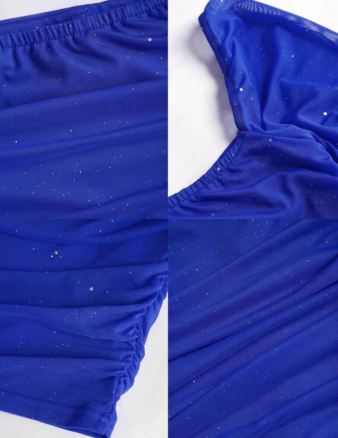 image:imageZAFUL Womens Glitter Bodycon Mini Dress Long Sleeve Mesh Club OutfitsRoyal Blue