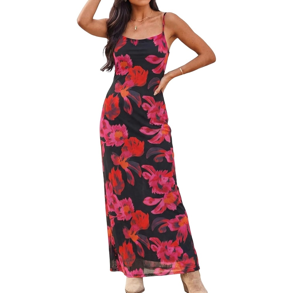 image:imageZAFUL Womens Fall Maxi Dress Mesh A Line Dresses Beach Slip Long SundressPurple