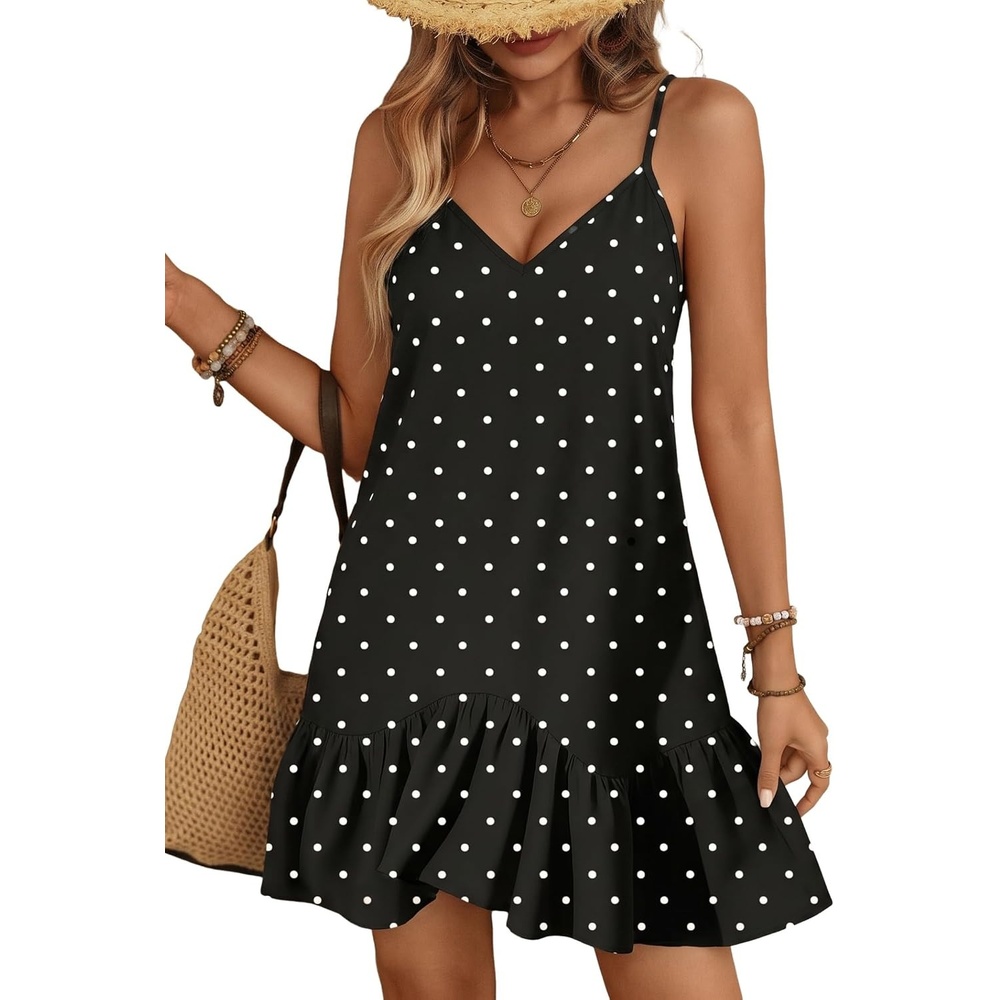 image:imageZAFUL Womens Floral Print Spaghetti Strap V Neck Boho Cami DressesBlack