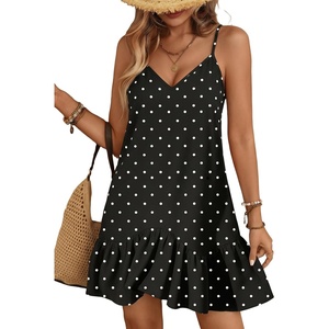 ZAFUL Womens Floral Print Spaghetti Strap V Neck Boho Cami Dresses(Black)