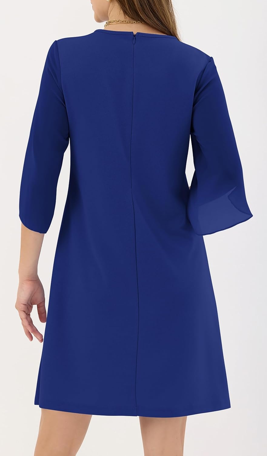 image:imageZAFUL Womens 34 Flutter Chiffon Sleeve Cocktail Dress Crew Neck Formal Wedding Guest Dresses