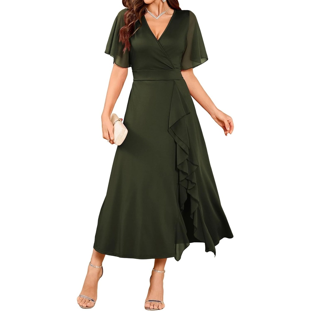 image:imageZAFUL Womens Semi Formal Wedding Guest Dress Aline Mother of Bride DressesArmy Green