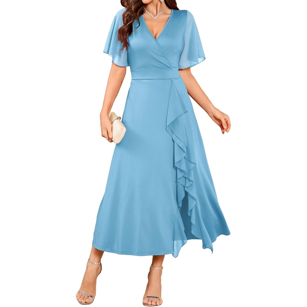 image:imageZAFUL Womens Semi Formal Wedding Guest Dress Aline Mother of Bride DressesBlue