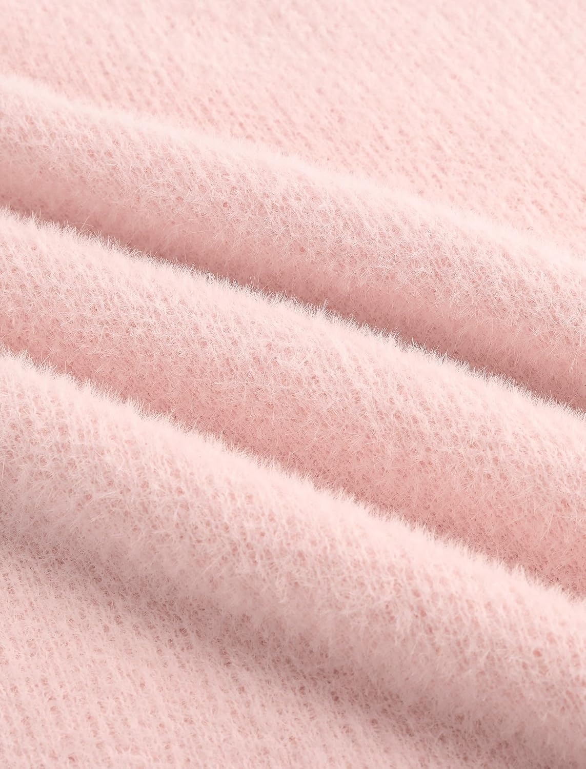 image:imageZAFUL Women Fuzzy Sweater Knit Crewneck Long Sleeve Casual Slouchy PulloverCherry Blossom Pink