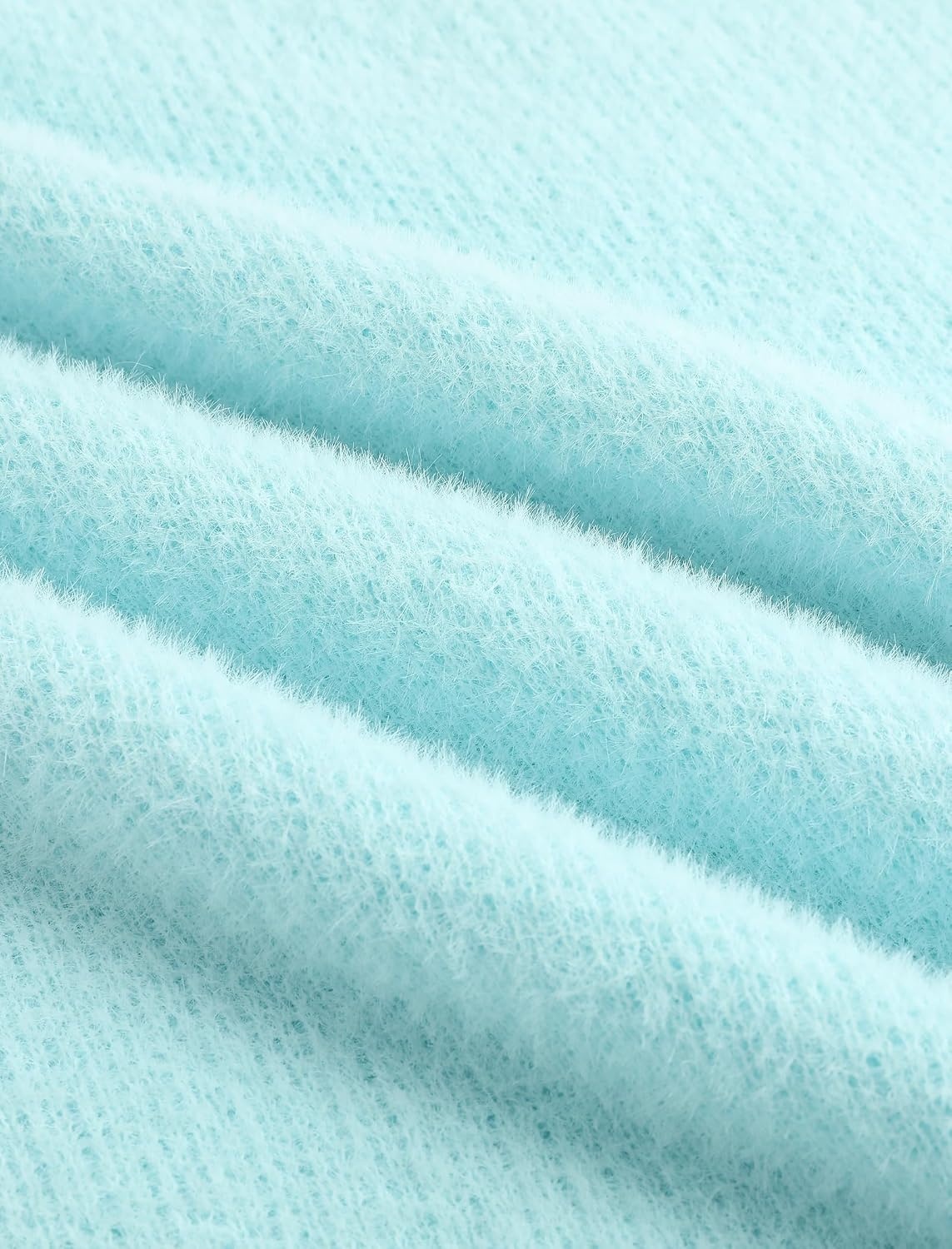 image:imageZAFUL Women Fuzzy Sweater Knit Crewneck Long Sleeve Casual Slouchy PulloverDream Blue