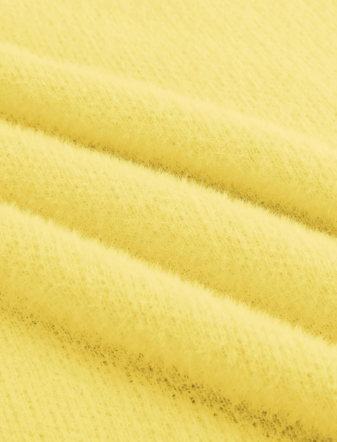 image:imageZAFUL Women Fuzzy Sweater Knit Crewneck Long Sleeve Casual Slouchy PulloverYellow