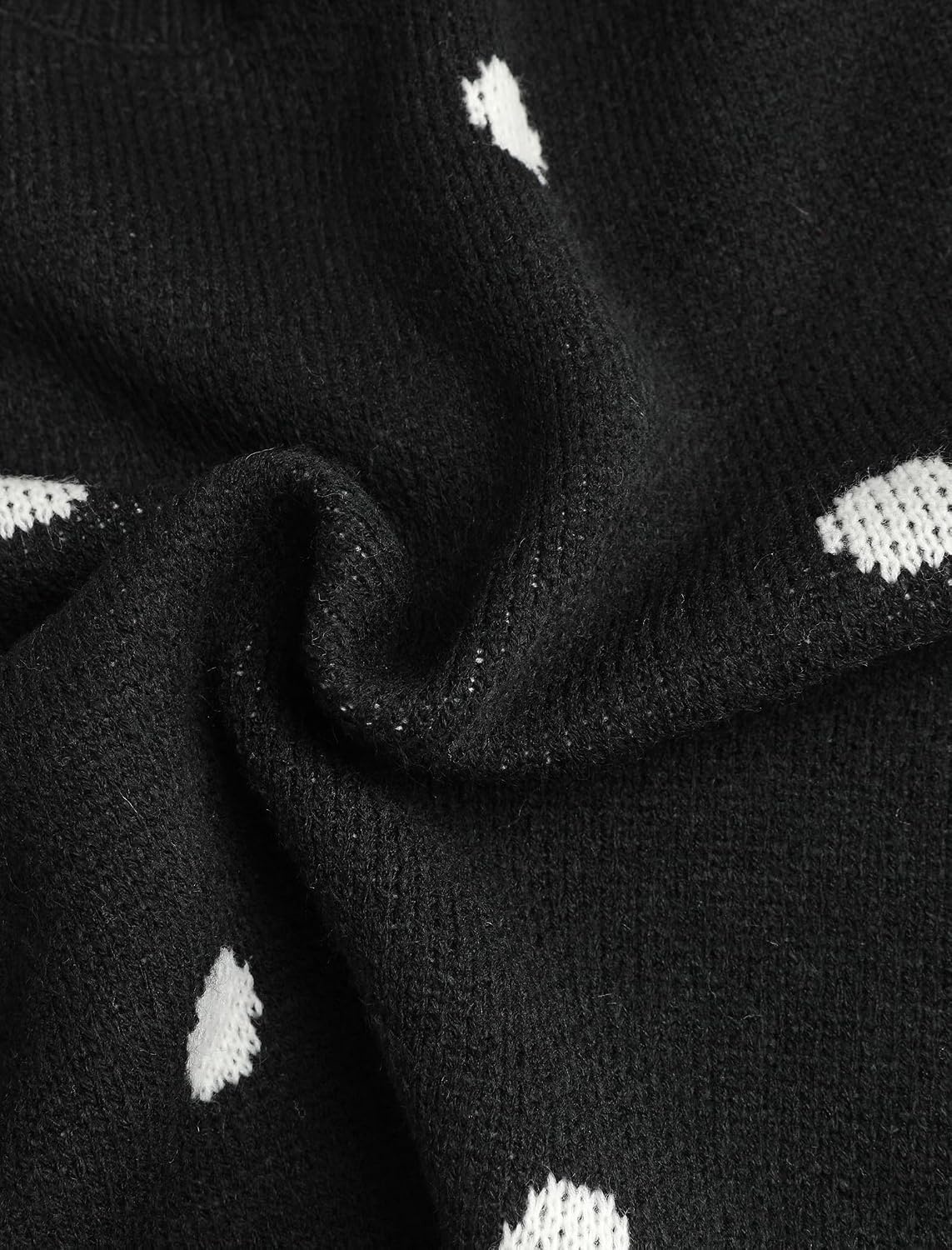 image:imageZAFUL Womens Cropped Turtleneck Sweater Lantern Sleeve Ribbed Knit Pullover Sweater Jumper1black Polka Dot