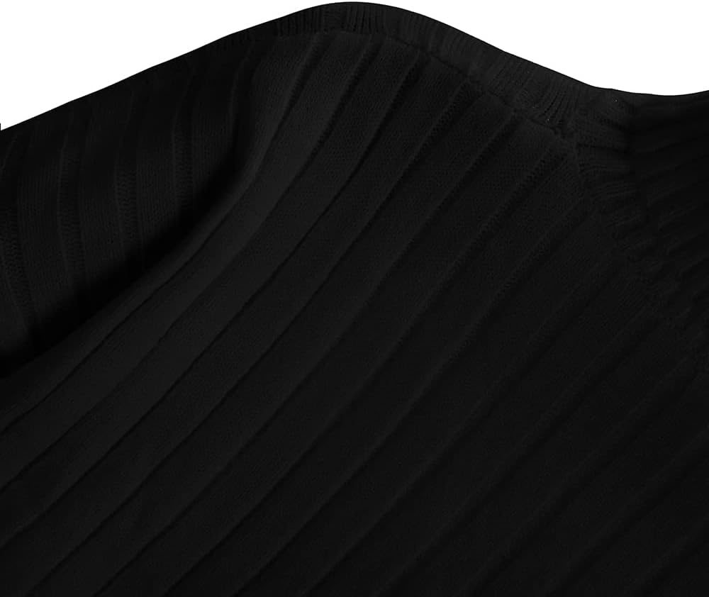 image:imageZAFUL Womens Mock Neck Sweater Long Sleeve Ribbed Knit Cropped Sweater3black