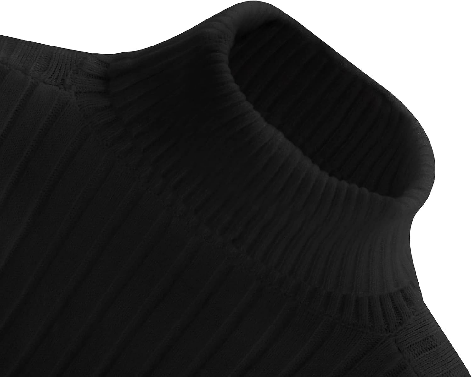 image:imageZAFUL Womens Mock Neck Sweater Long Sleeve Ribbed Knit Cropped Sweater3black