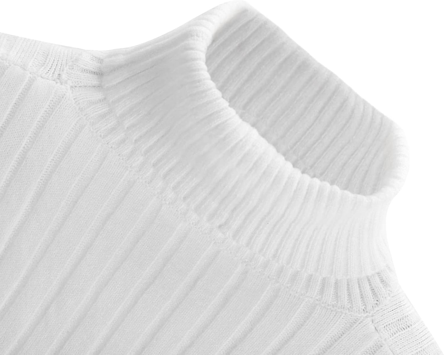image:imageZAFUL Womens Mock Neck Sweater Long Sleeve Ribbed Knit Cropped Sweater3white