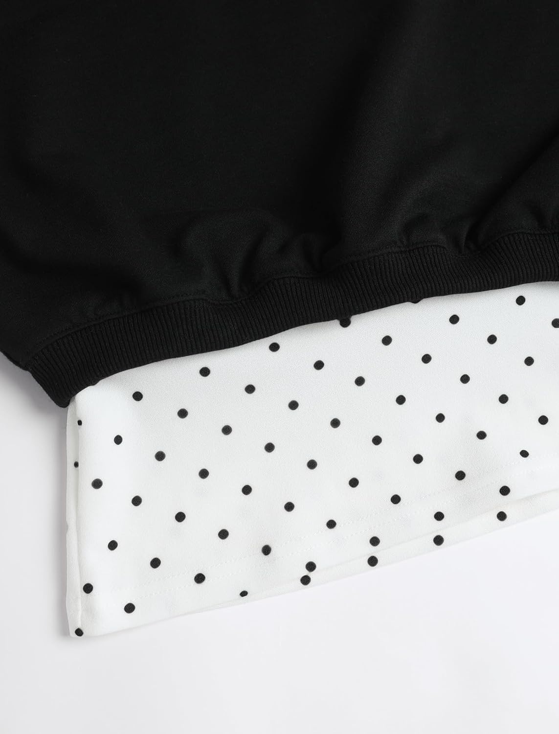 image:imageZAFUL Womens Off The Shoulder Sweatshirt Long Sleeve Crop Top PulloverBlack Polka Dot